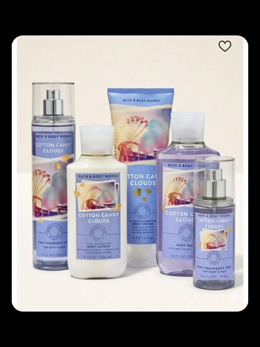 Bath & Body Works Cotton Candy Clouds Body Care Set - Purple & White